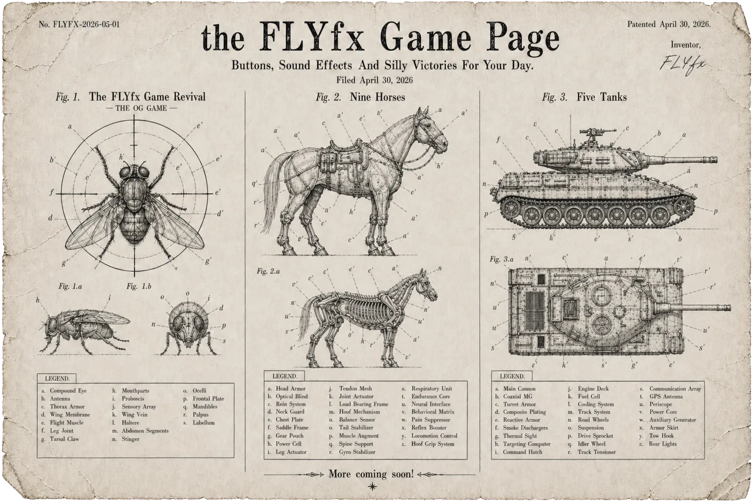 The FLYfx Game Page vintage technical poster